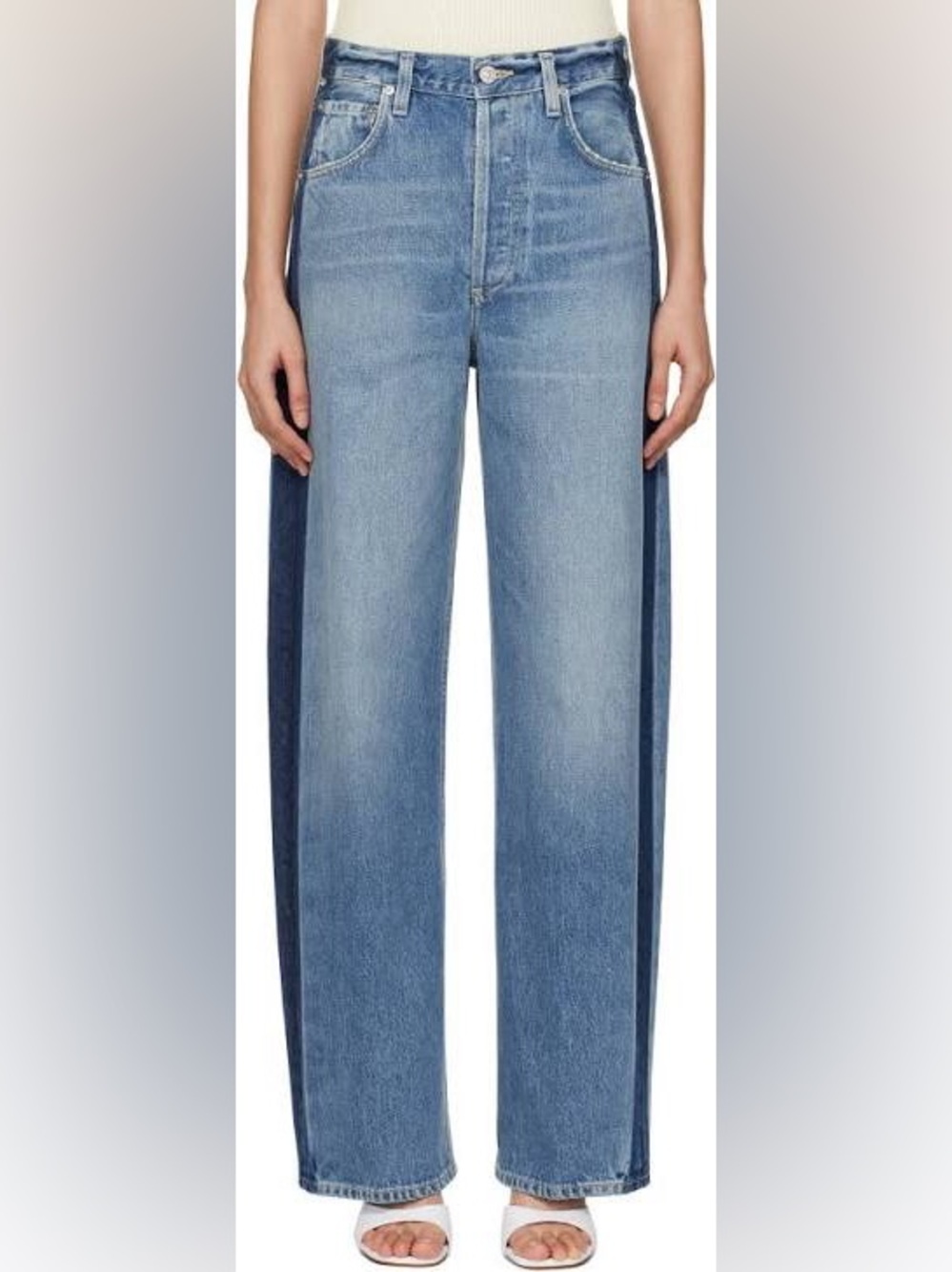Citizens of Humanity Blue Ayla Baggy Tuxedo Stripe Jeans